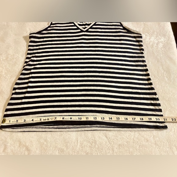 J. Crew Womens Navy and White Striped V-neck Sleeveless Tank Top - Picture 9 of 9